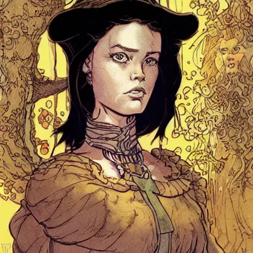 Image similar to a beautiful portrait of sanna!!!!! marin!!!!!, the young female prime minister of finland as a druidic wizard by rebecca guay, michael kaluta, charles vess and jean moebius giraud