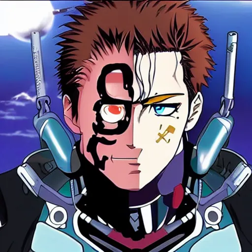 Image similar to the terminator as an anime