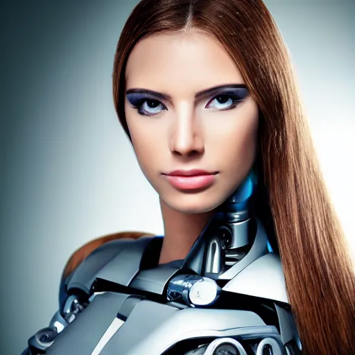 Prompt: portrait photo of a beautiful female cyborg...................................................................portrait photo of a beautiful female cyborg with mouth open