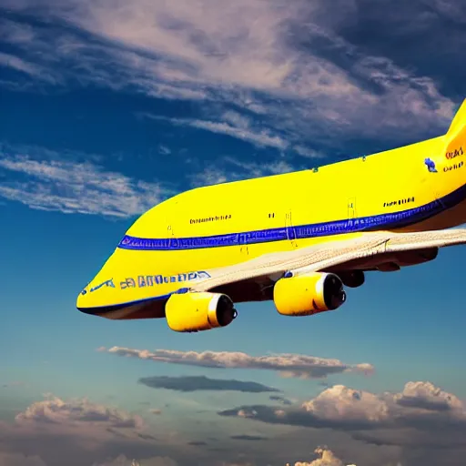 Prompt: a yellow 7 4 7 school bus flying, imax, dramatic sky