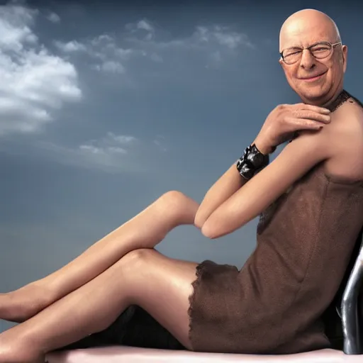 Image similar to Klaus Schwab sitting on top of ariana grande, photography, deviantart, realistic,