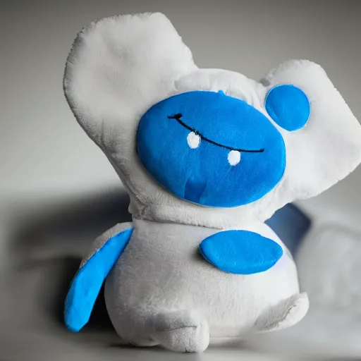 Image similar to blue'snappy gifts'plush doll on the moon, gifts, high detail, soft lighting, 8 k