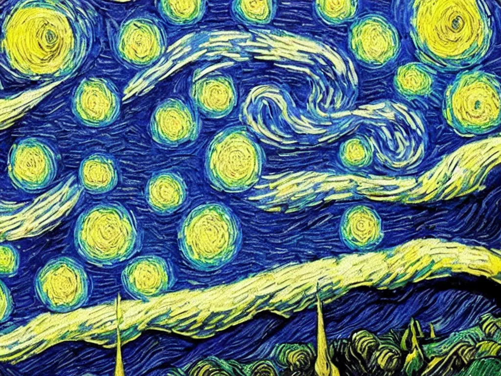 Prompt: van gogh starry night rotated 1 8 0 ⁰