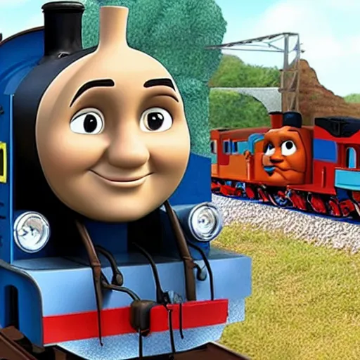 Image similar to dwayne johnson as train in thomas and friends series