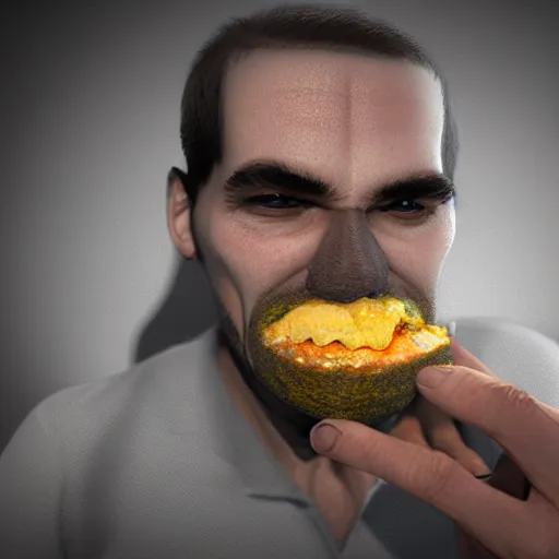 Image similar to man eating render by blender