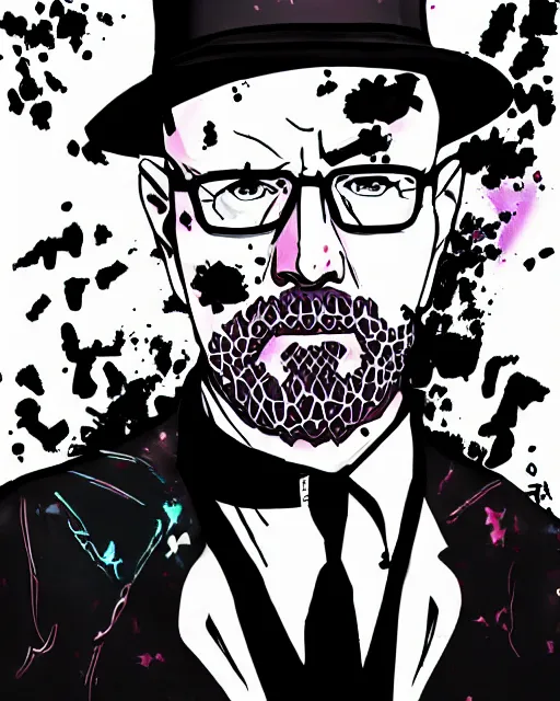 Image similar to Heisenberg, in the style of Persona 5, Persona 5, Persona 5 artwork