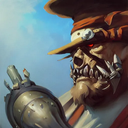 Image similar to greg manchess portrait painting of partially armored undead pirate captain lechuck as overwatch character, medium shot, asymmetrical, profile picture, organic painting, sunny day, matte painting, bold shapes, hard edges, street art, trending on artstation, by huang guangjian, gil elvgren, ruan jia, greg rutkowski, gaston bussiere