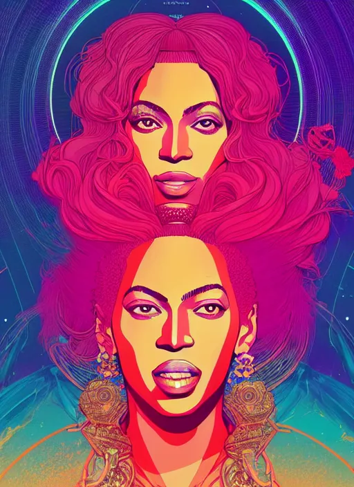 Prompt: portrait of beyonce, epic, anime, artstation winner by victo ngai, kilian eng and by jake parker, by conrad roset, swirly vibrant color lines, winning award masterpiece, fantastically gaudy, aesthetic octane render, 8 k hd resolution