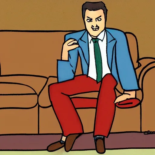 Prompt: webcomic portrait of chandler bing sitting on a couch