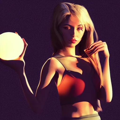 Image similar to girl holding a plasma orb, dramatic vector art by conrad roser, by artgerm, dynamic lighting, octane render, trending on artstation