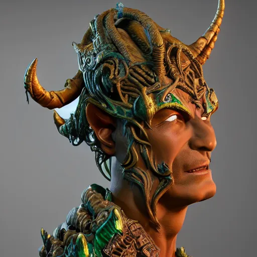 Image similar to high intricate bust of illidan stormrage carved from wood in baroque style, studio light, maria panfilova, andrea savchenko, mike kime, ludovic plouffe, qi sheng luo, oliver cook, trending on artstation