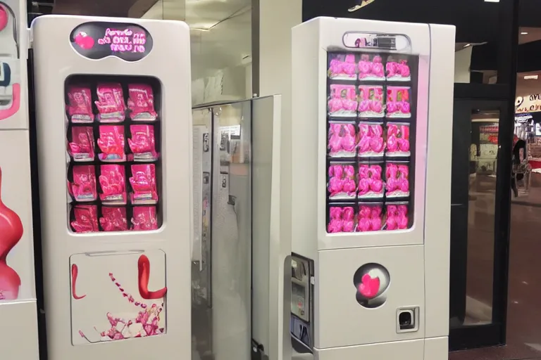 Prompt: uterus vending machine at the mall