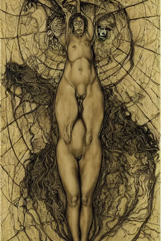 Prompt: the self emerging from its ancestral atavism by austin osman spare