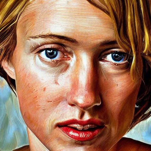 Image similar to high quality high detail painting by lucian freud, hd, portrait of naomi watts, photorealistic lighting