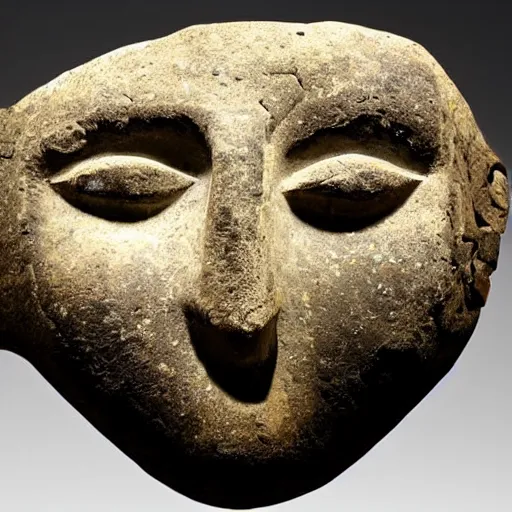 stone mask from the pre - ceramic neolithic period, | Stable Diffusion