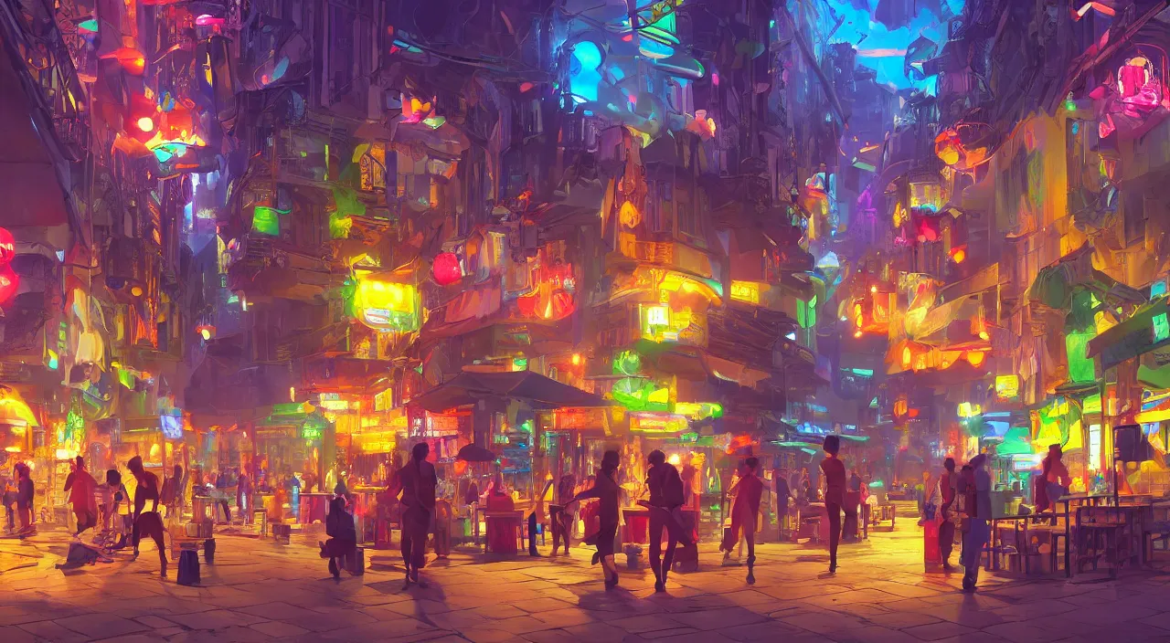 Image similar to bazaar zouk oriantal multicolorful sky shine place mosquet painting stylized digital video game icon global illumination ray tracing 8 k hd resolution, by ilya kuvshinov and cushart krentz and gilleard james