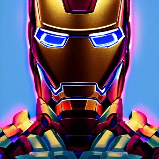 Image similar to portrait of iron - man, neon art, trending on artstation, 8 k, cgsociety, hyperdetalied,