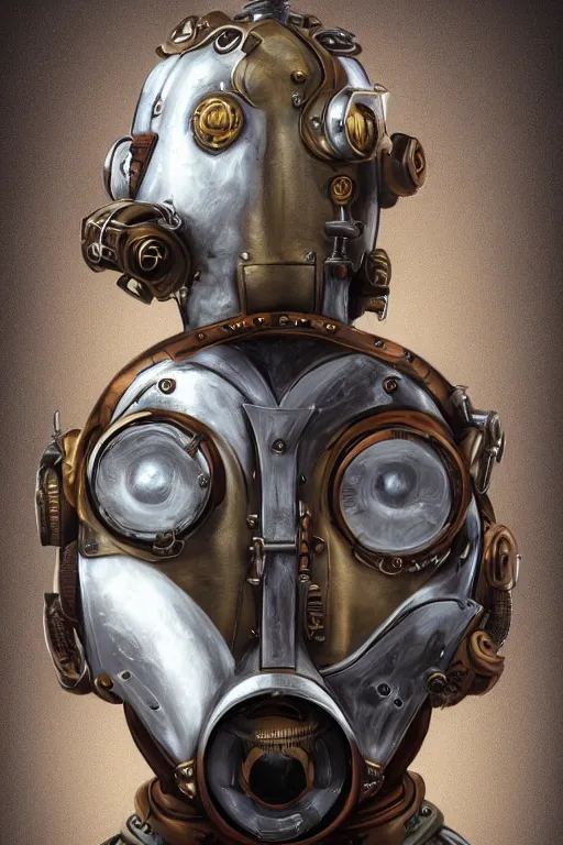 Image similar to steampunk helmet fantasy art mask robot ninja stylized digital illustration sharp focus, elegant intricate digital painting artstation concept art global illumination ray tracing advanced technology chaykin howard and campionpascale and cooke darwyn and davis jack