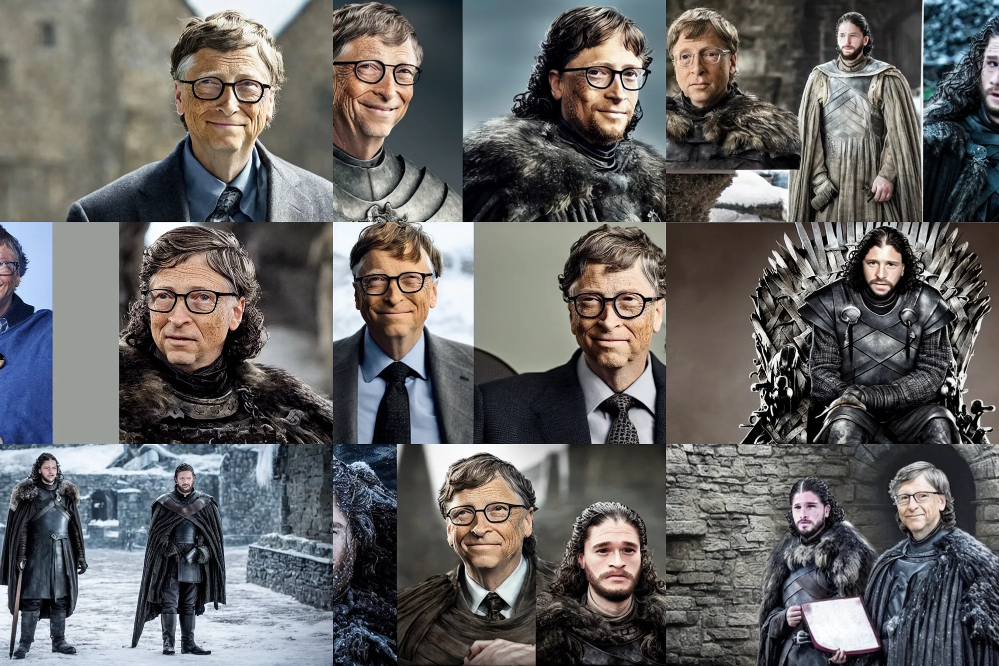 Prompt: bill gates as jon snow, still image from game of thrones
