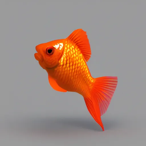 Prompt: a 3d low poly render of a multicolored gradient goldfish, blender, soft lighting