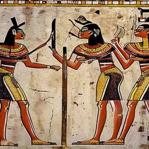 Prompt: a wall painting depicting the launch of a new apple iphone, ancient egypt, circa 1 0 0 0 bc