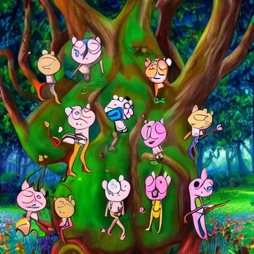 Prompt: Extremely muscular happy tree friends, high quality 8k hd, oil on canvas, hyperralistic art