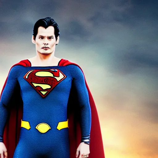 Prompt: johnny depp as superman