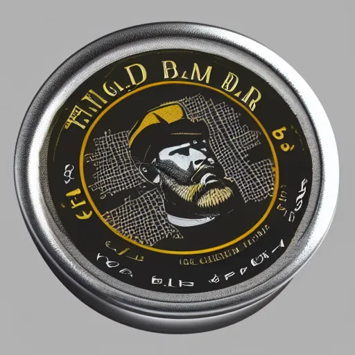 Image similar to 3 d render of vintage looking beard balm tin