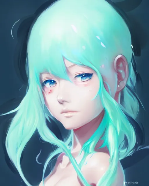 Image similar to character concept art of a an anime slime girl | | cute - fine - face, pretty face, realistic shaded perfect face, fine details by stanley artgerm lau, wlop, rossdraws, james jean, andrei riabovitchev, marc simonetti, and sakimichan, tranding on artstation