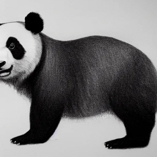 Image similar to muscular panda, highly detailed, pencil sketch