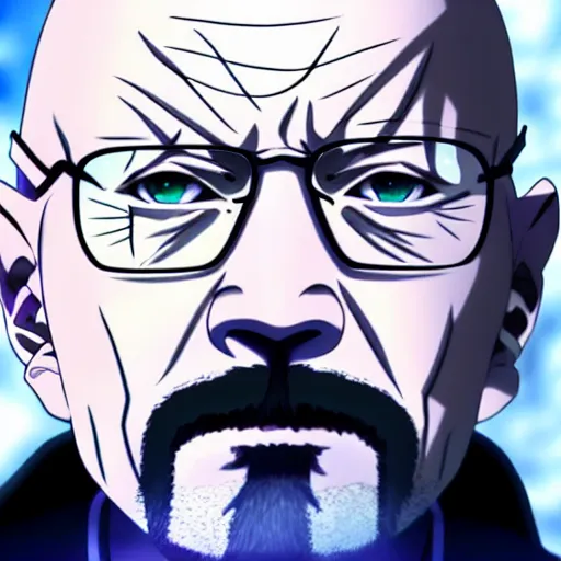 Image similar to walter white in tokyo ghoul anime, 4 k, hyper realistic, anime style, illustration