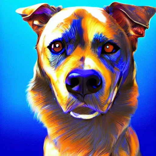 Image similar to blue dog, stock photo, digital art, artstation