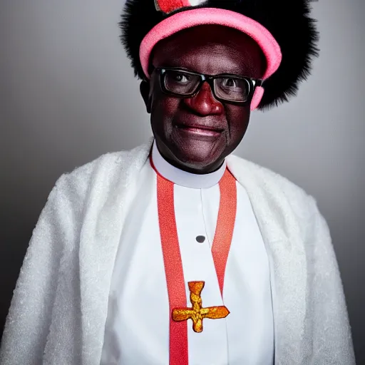 Image similar to dslr photo of a bishop tutu wearing a tutu, full bodied portrait, very high quality face, extremely high quality, moody lighting, real camera, real photo, 8 k,
