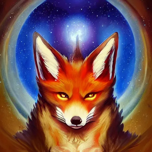 Prompt: a painted avatar portrait of an awesome powerful humanoid kitsune fox mage themed around life and death, in the style of dnd beyond avatar portraits, beautiful, artistic, elegant, lens flare, magical, lens flare, nature, realism, stylized, art by jeff easley