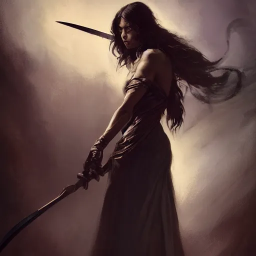 Prompt: a portrait of a beautiful angel of death holding a large scythe by marco bucci and greg rutkowski and frank frazetta, sharp focus, detailed, cinematic, closeup