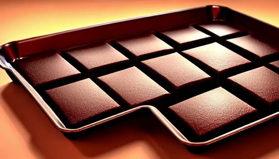 Image similar to a non-euclidean brownie pan, photo realistic, Raytracing, realistic reflections, HD, 4k, 8k, soft lighting