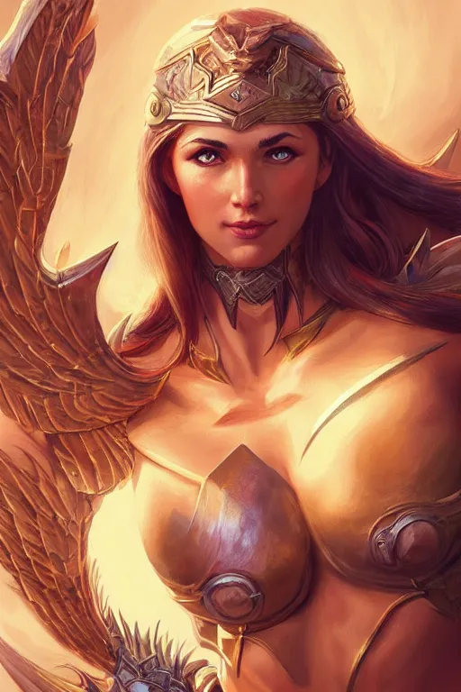 Image similar to amazon valkyrie athena, d & d, fantasy, portrait, highly detailed, headshot, digital painting, trending on artstation, concept art, sharp focus, illustration, art by artgerm and greg rutkowski and magali villeneuve