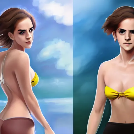 Prompt: Emma Watson as a Pokémon in a bikini, hyper realistic, artstation, 8k resolution