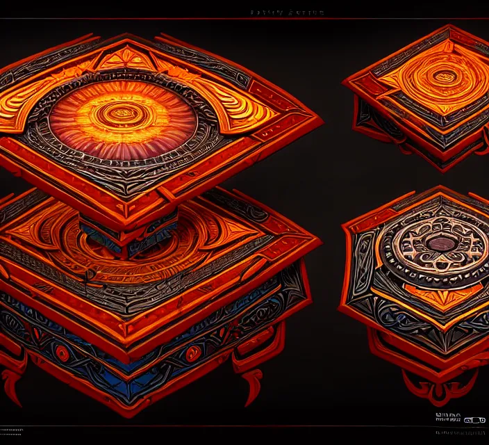 Prompt: subsurface scattering, topdown orthographic game art of athas style furniture, brom's amazing d & d dark sun art, digital painting by brom, vibrant, brom, intricate details, beautiful, volumetric lighting, ultrarealistic, cgsociety, artstation, by brom, 8 k