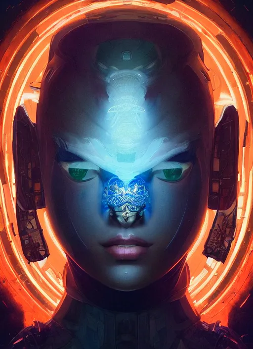 Image similar to symmetry!! portrait of alien made of parts of an astronaut in the style of horizon zero dawn, machine face, intricate, elegant, highly detailed, digital painting, artstation, concept art, smooth, sharp focus, illustration, art by artgerm and greg rutkowski and alphonse mucha, 8 k