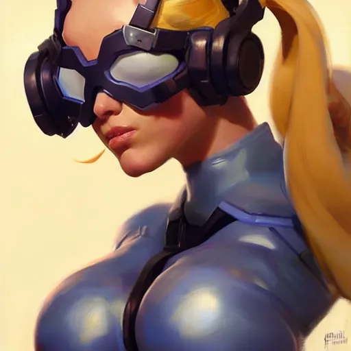 Image similar to Greg Manchess portrait painting of Cammy White as Overwatch character,, wacky, medium shot, asymmetrical, profile picture, Organic Painting, sunny day, Matte Painting, bold shapes, hard edges, street art, trending on artstation, by Huang Guangjian and Gil Elvgren and Sachin Teng