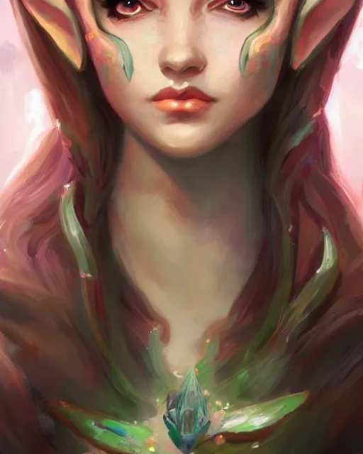 Prompt: a beautiful elf princess, oil painting, by Fernanda Suarez and ross tran