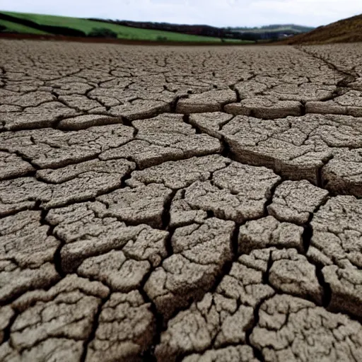 Prompt: the drought hits the uk, no water in the rivers and the sea dried up, - n 4