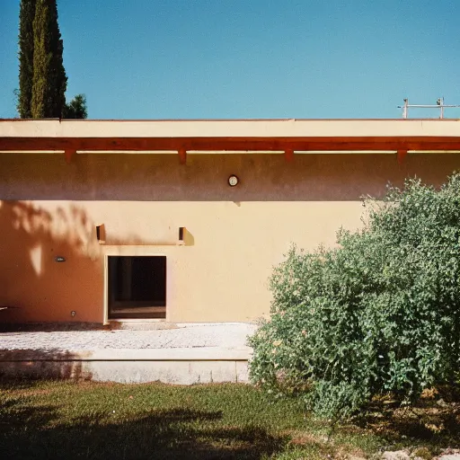 Image similar to Exterior of midcentury Bohemian house in Croatia. Photographed with Leica Summilux-M 24 mm lens, ISO 100, f/8, Portra 400