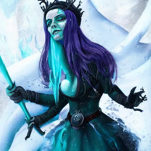 Image similar to ice witch destroys the patriarchy, trending on artstation, detailed art, high fantasy, beautiful