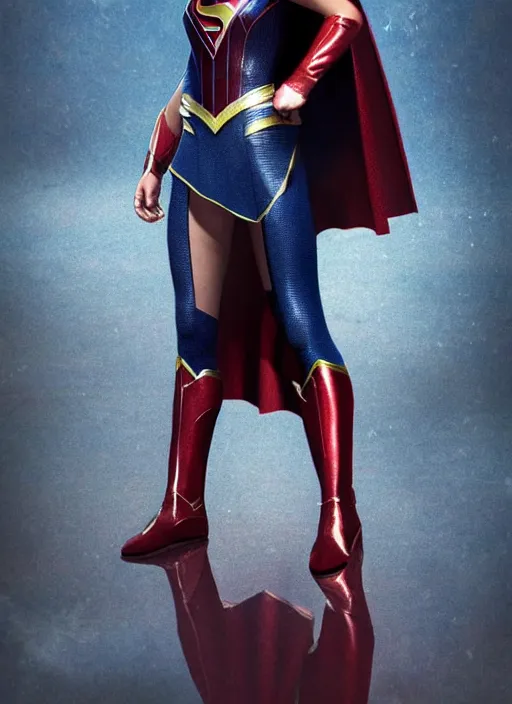 Image similar to a potrait of Gal Gadot as Supergirl suit with man of steel suit style with no cape on it and full armour by Zack Snyder, 8k photorealistic, cinematic lighting, HD, high details, dramatic, trending on artstation, view from above