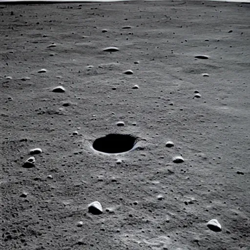 Prompt: Circle of megaliths on the lunar surface with astronaut for scale, Apollo 11 photo