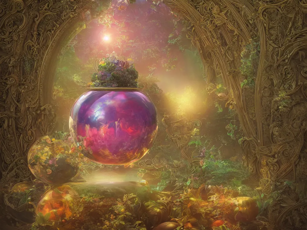 Prompt: 3d render, Sunlight Study, The orb of truth by Rachel Ruysch and ((((Lisa Frank)))), Art Nouveau, 8k, extreme detail, sharp focus, octane render