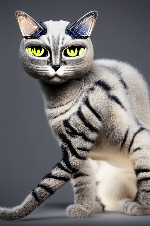 Image similar to realistic detailed photo of the robocat, symmetry, awesome exposition, very detailed, highly accurate, intricate, professional lighting diffracted lightrays, 8 k, sense of awe, science magazine cover