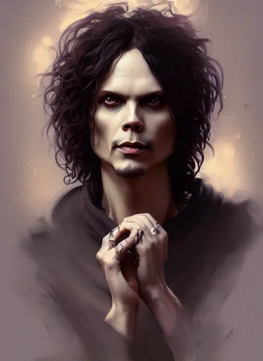 Prompt: ville valo, male, portrait, intricate, highly detailed, digital painting, artstation, concept art, wallpaper, smooth, sharp focus, illustration, art by artgerm and greg rutkowski and alphonse mucha